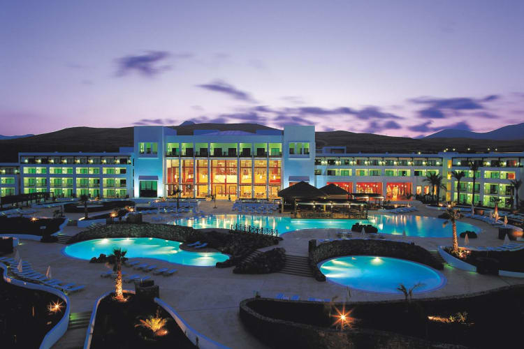 Evening pool and hotel